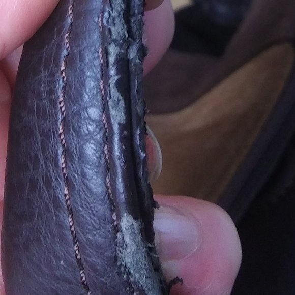 Tignanello Leather suede color block handbag   FLAWS  on Handles lots of wear - Picture 15 of 16